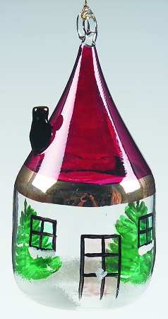Vietri Crystal Christmas Ornament Santa House - No Box