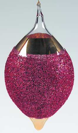 Vietri Crystal Christmas Ornament Gold W/Red Ornament - No Box