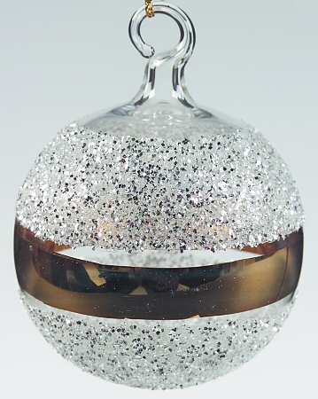 Vietri Crystal Christmas Ornament Round Silver Glitter Ball - No Box