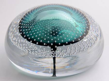 Val St Lambert Paperweight Green Tree - With Box 53