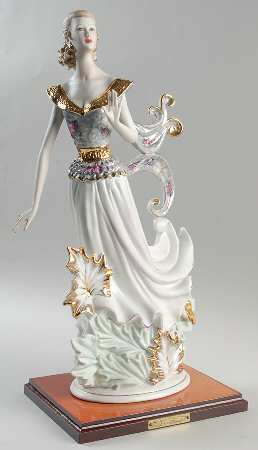 Vittorio Sabadin Capodimonte Figurines Woman With Gray Top In Leaves - Boxed