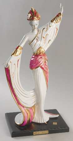 Vittorio Sabadin Capodimonte Figurines Art Deco Woman-Red/Gold Headdress - Boxed