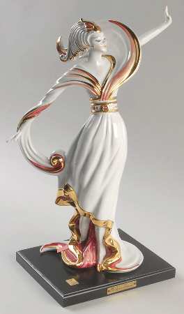 Vittorio Sabadin Capodimonte Figurines Art Deco Woman-Red And Gold - Boxed