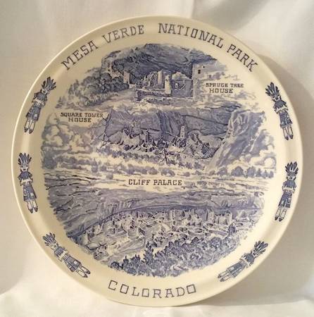 Parks Plates Mesa Verde National Park Colorado - No Box-Colorado Motif 1-Blue