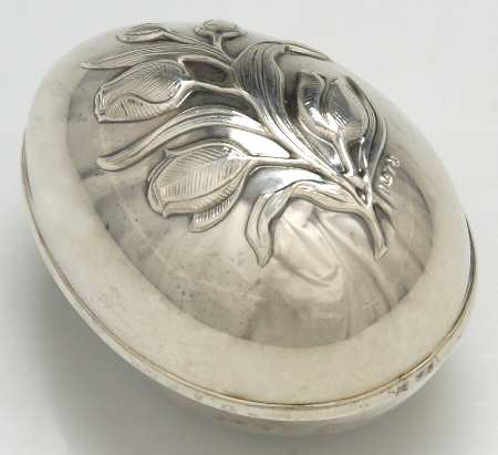 Easter Egg-Wallace Silver Easter Egg Box-Tulips - Boxed