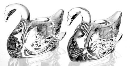 Waterford Crystal Figurine Swan Candlestick-Pair - No Box