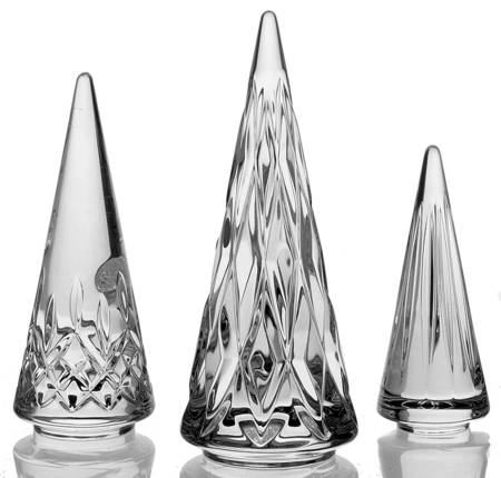 Waterford Crystal Figurine Christmas Trees - Clear S/3  - Boxed