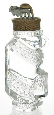 Waterford Crystal Figurine Golf Bag With Clubs - Boxed