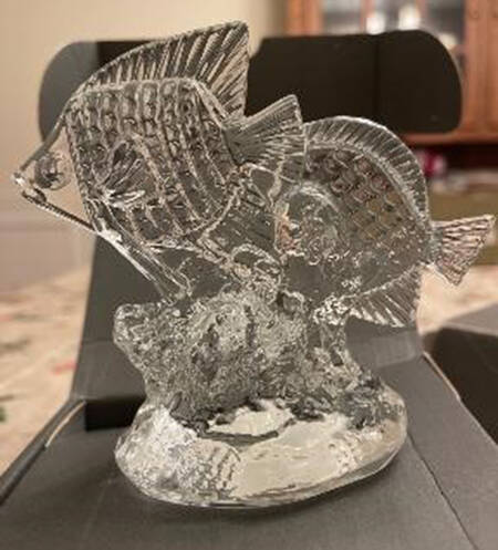 Waterford Crystal Figurine Two Angel Fish With Reef - Boxed