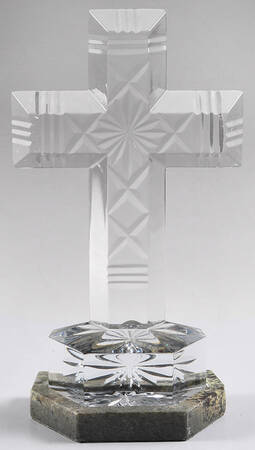 Waterford Crystal Figurine Ventry Cross W/Marble Base - Boxed
