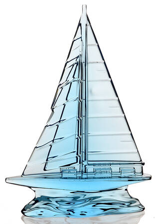 Waterford Crystal Figurine Sailboat-Blue - Boxed