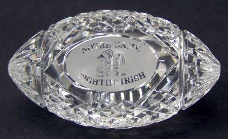 Waterford Crystal Paperweight Football-Notre Dame-Leprechaun - Boxed