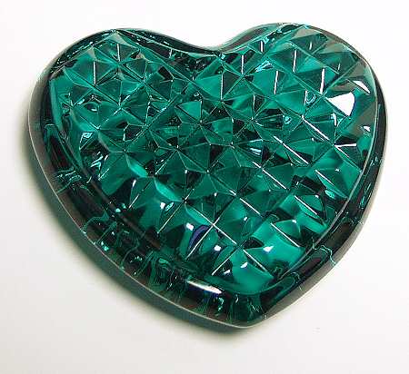 Waterford Crystal Paperweight Teal Heart-Hand Cooler - Boxed