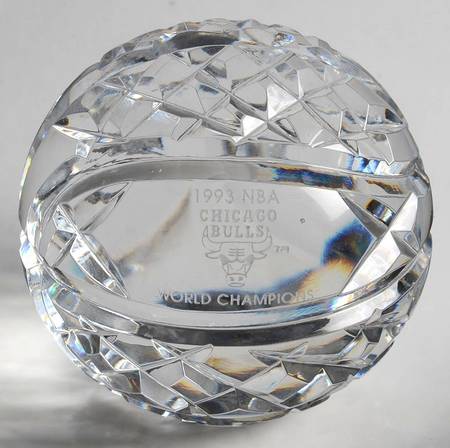 Waterford Crystal Paperweight 1993 Chicago Bulls Champions-Baskeball - Boxed