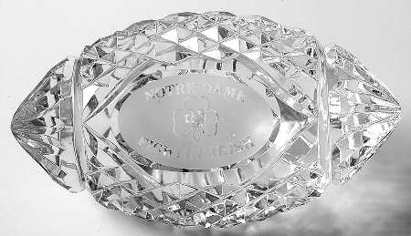 Waterford Crystal Paperweight Football-Notre Dame-Shamrock - Boxed