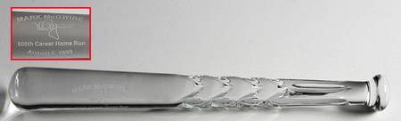 Waterford Crystal Paperweight Mark McGwire 500 Home Runs-Bat - Boxed