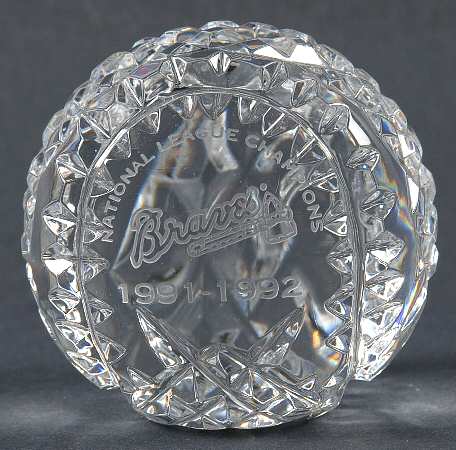 Waterford Crystal Paperweight Baseball-Atlanta Braves-Nlc - Boxed
