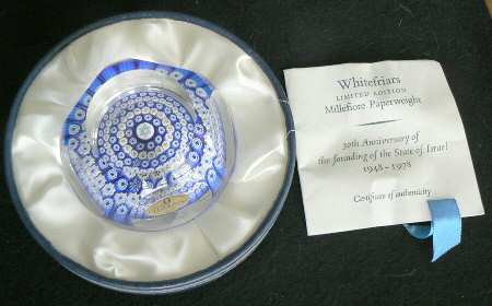 Whitefriars Crystal Paperweight 30th Anniversary Of Israel - Boxed