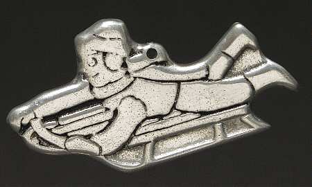 Wilton Armetale Christmas Ornament Sledding Child - No Box