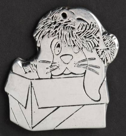 Wilton Armetale Christmas Ornament Dog In Present - No Box