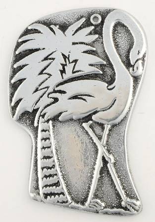 Wilton Armetale Christmas Ornament Flamingo With Palm Tree - No Box