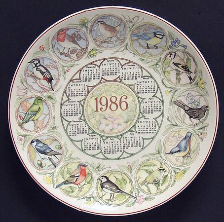 Calendar Plate Garden Birds - With Box