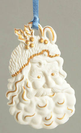 Wedgwood Christmas Ornament Santa-Head-Gold - Boxed