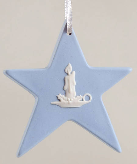 Wedgwood Christmas Ornament Five Point Star With Candle-Twcs - Boxed