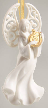 Wedgwood Christmas Ornament Angel With Harp - Boxed