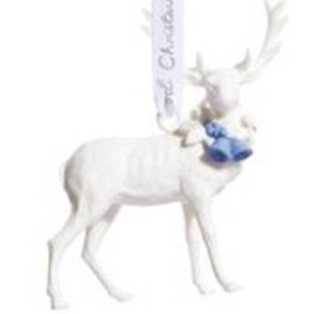 Wedgwood Christmas Ornament White Stag - Boxed