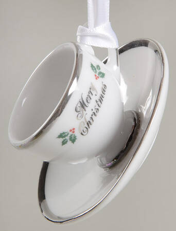 Wedgwood Christmas Ornament Sterling Cup & Saucer Ornament - Boxed