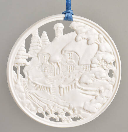 Wedgwood Christmas Ornament Cottage Christmas-White Jasper - Boxed