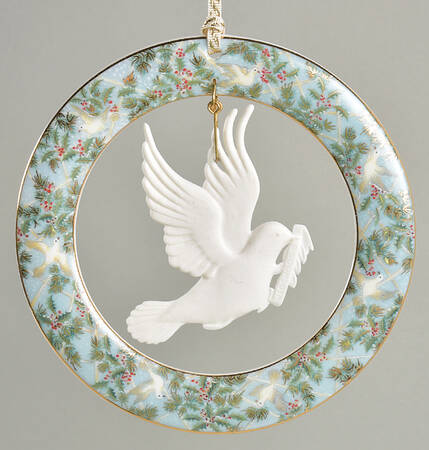 Wedgwood Christmas Ornament Holly And Dove - Boxed