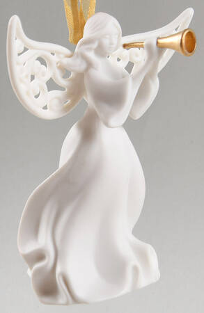 Wedgwood Christmas Ornament Angel With Horn 3-D - Boxed