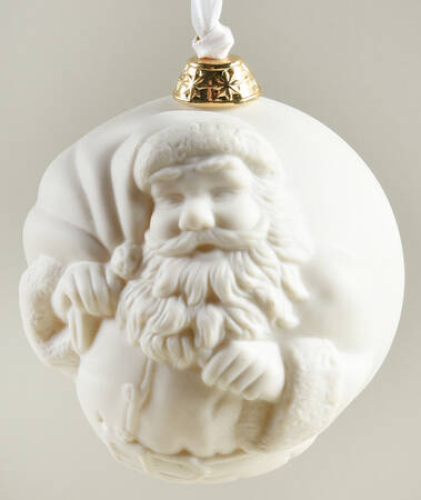 Wedgwood Christmas Ornament Puffed Santa-White Bisque - Boxed