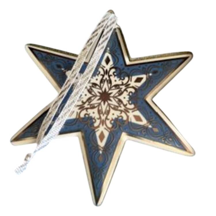 Wedgwood Christmas Ornament Baroque Star-Blue With Silver - No Box