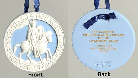 Wedgwood Christmas Ornament Domesday Book Anniversary Medallion - Boxed