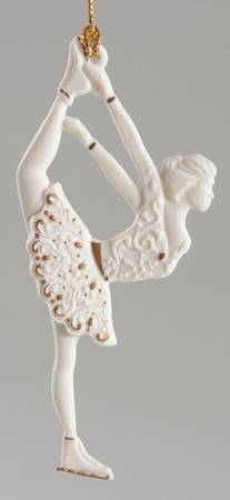 Wedgwood Christmas Ornament Ice Dancer/Skater-Gold Accent - Boxed