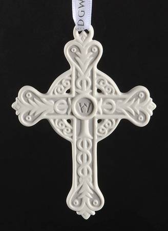 Wedgwood Christmas Ornament Figural Cross - Grey - With Box