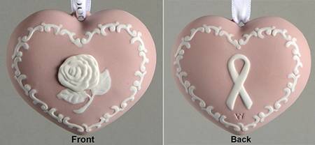 Wedgwood Christmas Ornament Pink Heart Orn Breast Cancer - Boxed