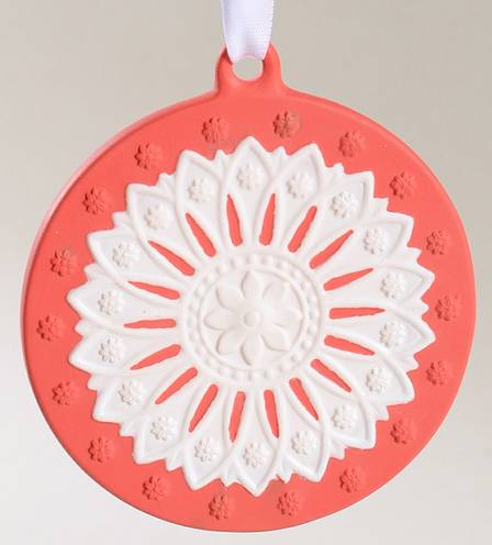 Wedgwood Christmas Ornament Neoclassical Disc Red - Boxed
