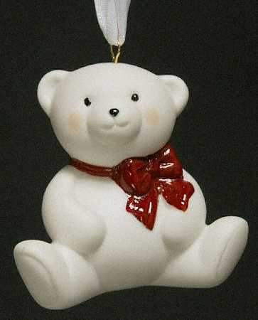 Wedgwood Christmas Ornament Teddy Bear-White-Ornament - Boxed