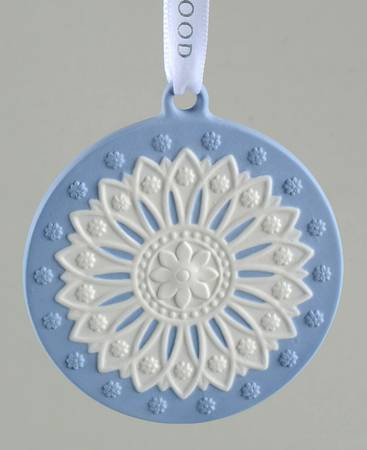 Wedgwood Christmas Ornament Neoclassical Disc Blue - Boxed