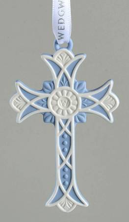 Wedgwood Christmas Ornament Cross Blue - Boxed