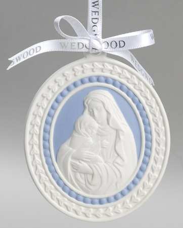 Wedgwood Christmas Ornament Madonna & Child-White Border - Boxed
