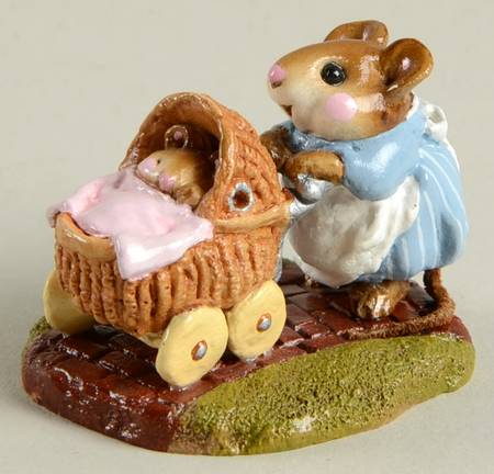 Mice Strolling With Baby-Blue Dress - No Box
