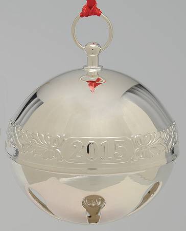 Sleigh Bell-Sterling Ornament 2015 Candy Canes & Mistletoe - 2 3/4 Ht - Boxed