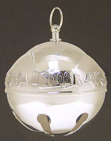 Sleigh Bell-Sterling Ornament 2003 French Horn & Holly Candle - Boxed