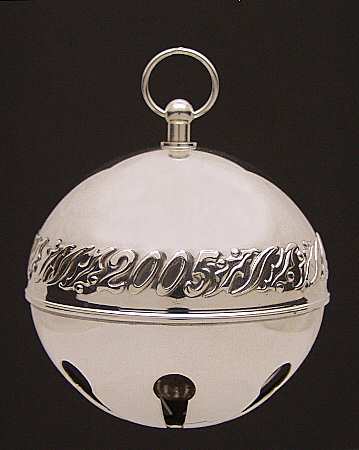 Sleigh Bell-Sterling Ornament 2005 Holly And Ribbon - Boxed