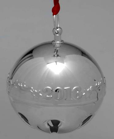 Sleigh Bell-Sterling Ornament 2016 Stars & Ribbons - 2 3/4 Ht - Boxed